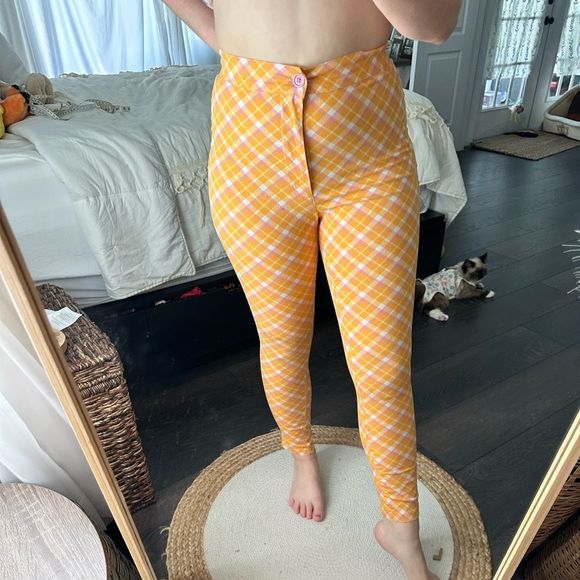 Urban Outfitters Orange Plaid Patterned Pants - Picture 8 of 12